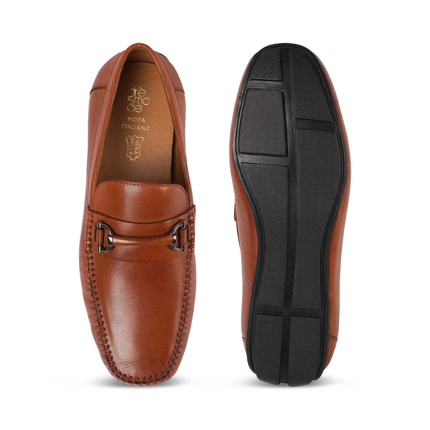 Tresmode Salvo Tan Men's Leather Driving Loafers