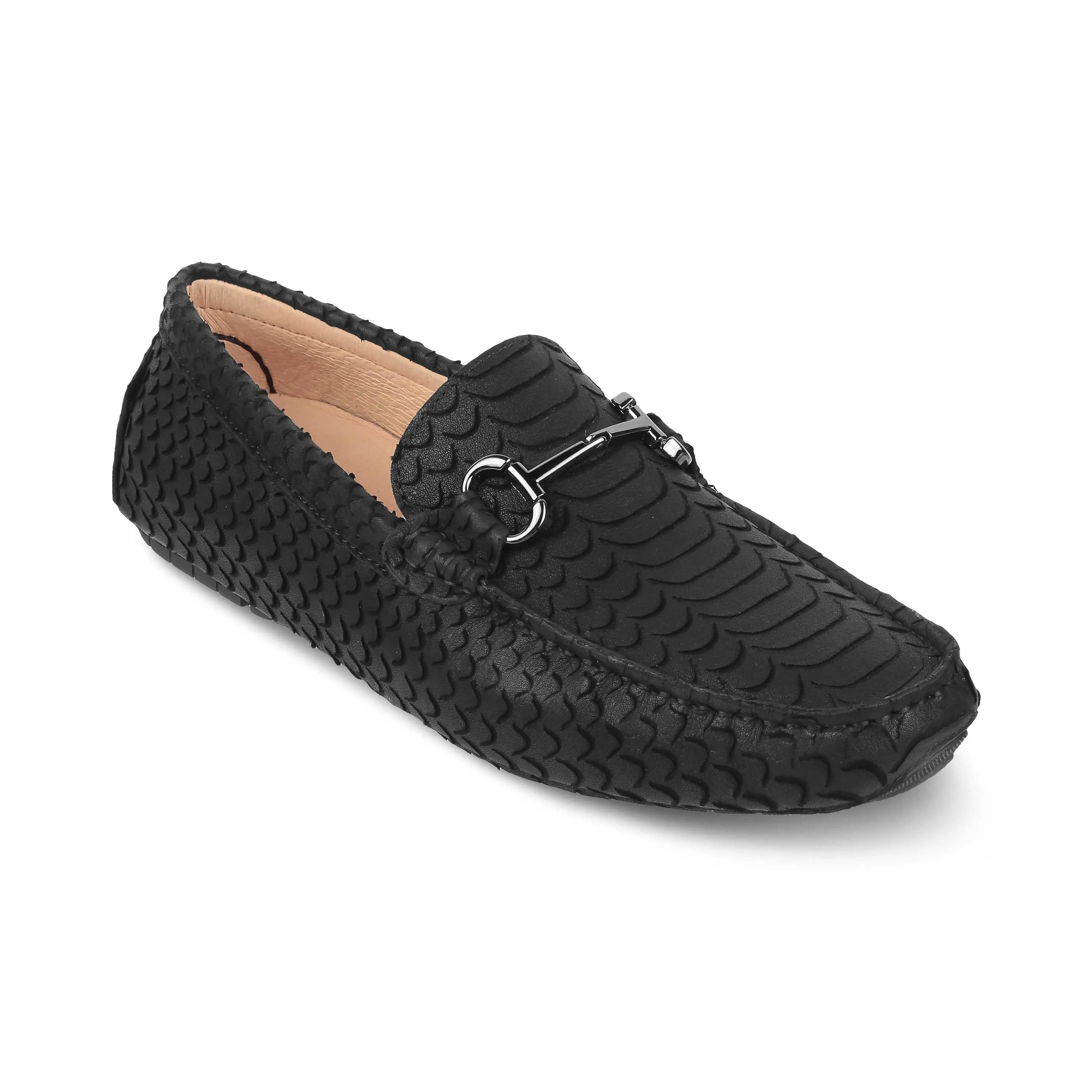 Tresmode Sofi Black Men's Leather Driving Loafers