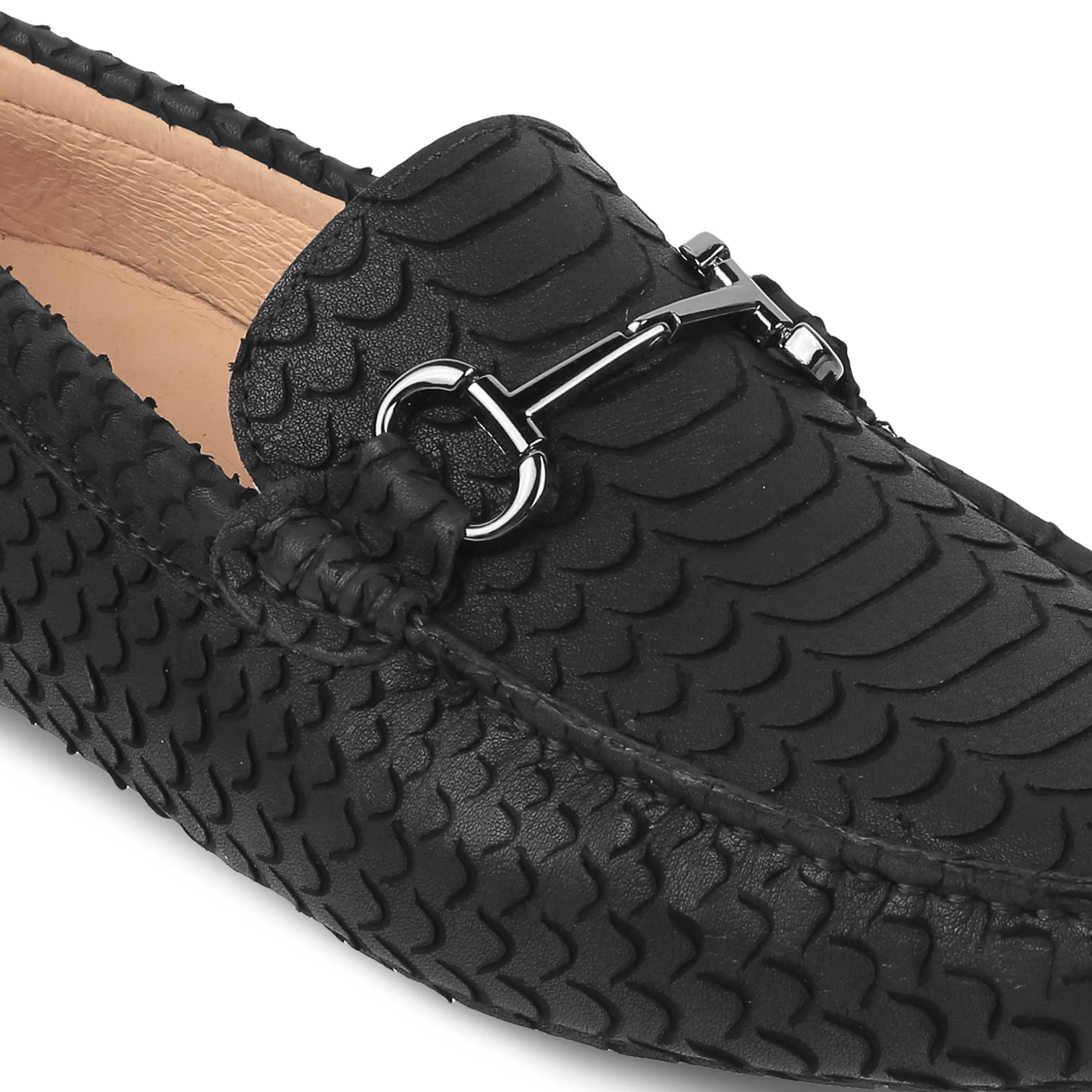 Tresmode Sofi Black Men's Leather Driving Loafers