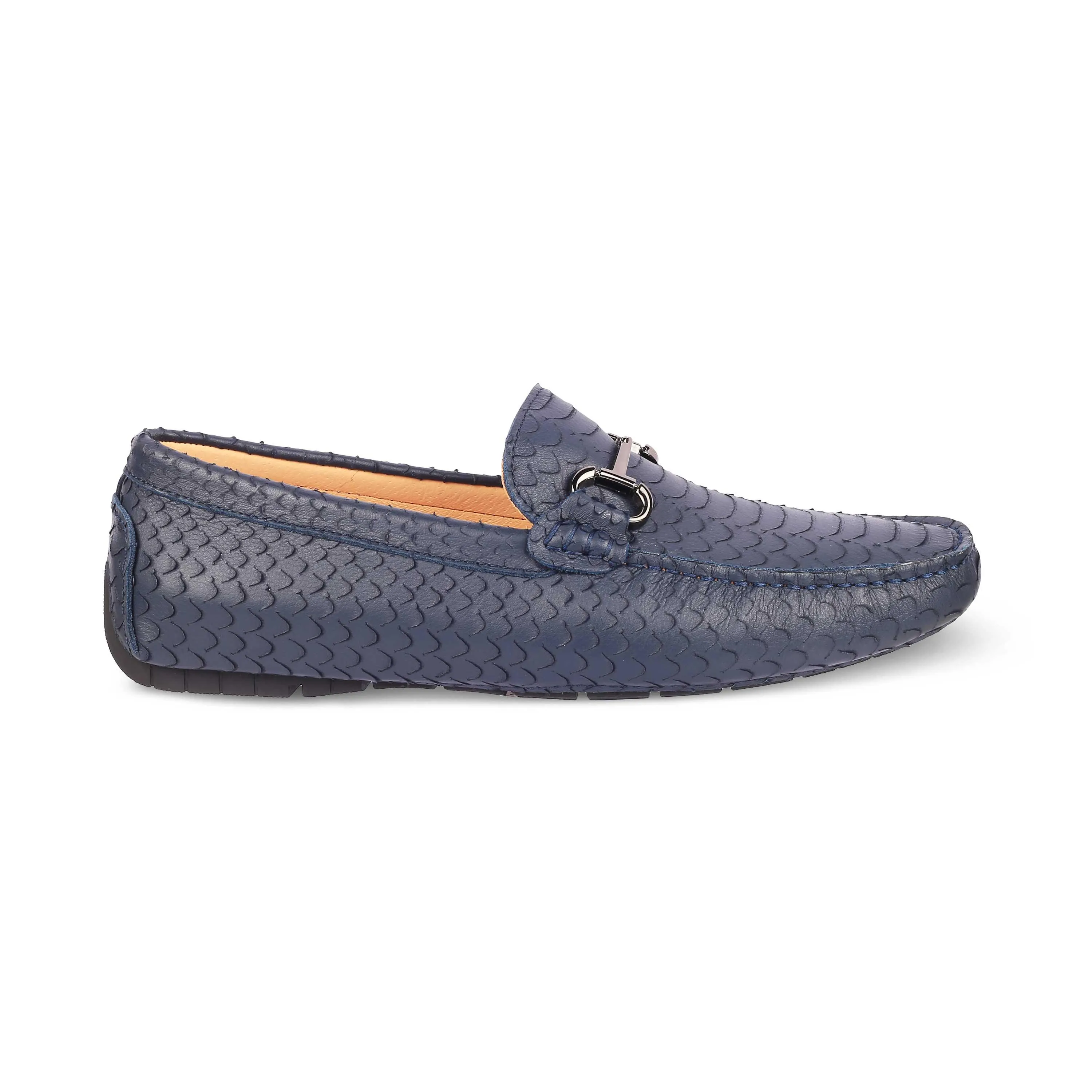 Tresmode Sofi Blue Men's Leather Driving Loafers