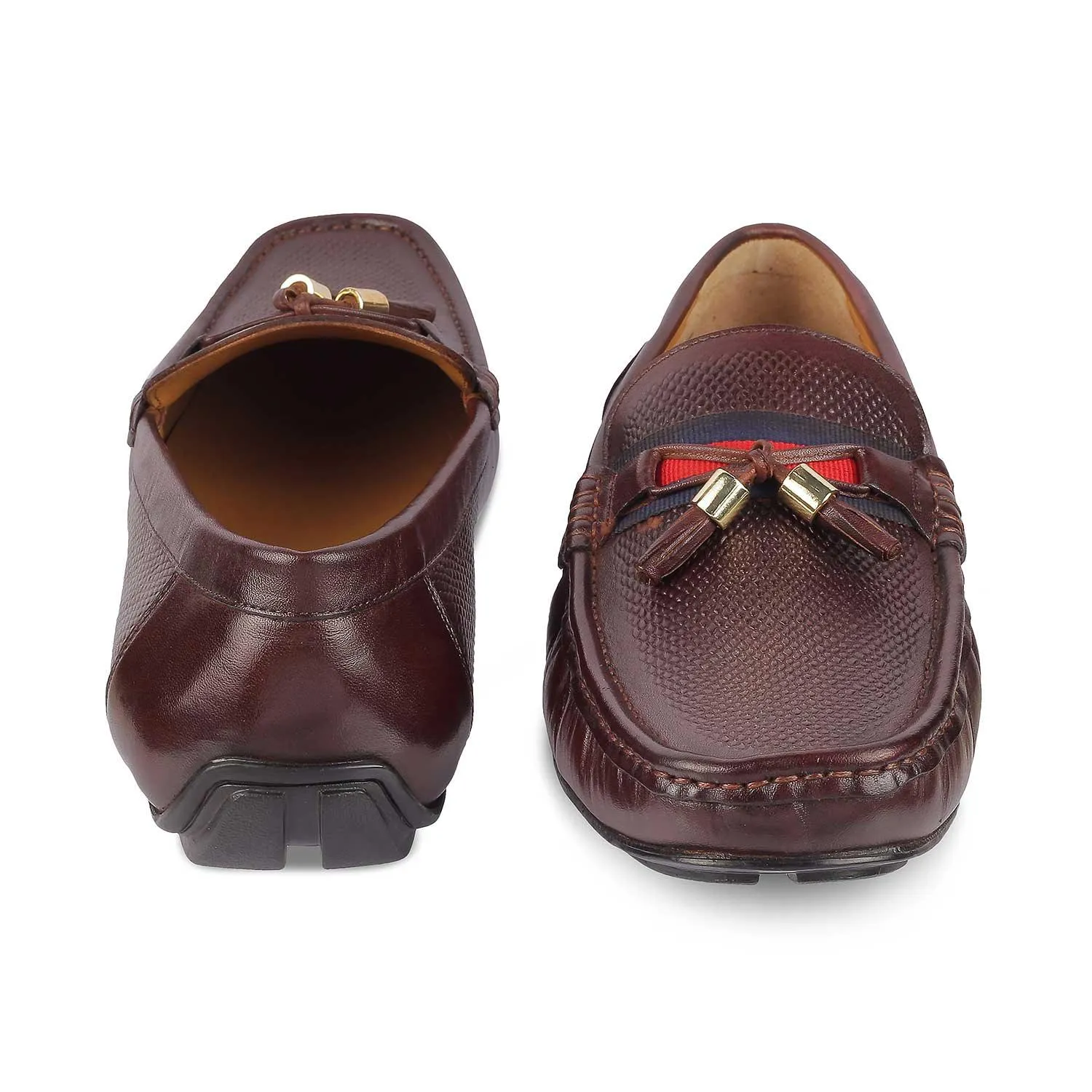 Tresmode Sotas Brown Men's Leather Driving Loafers