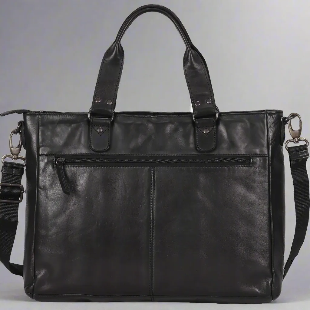 Two Handled Messenger Leather Laptop Bag