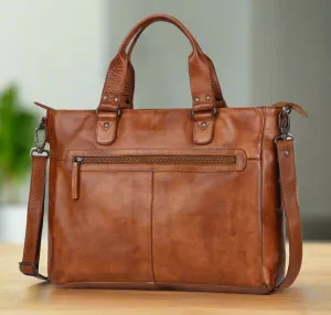 Two Handled Messenger Leather Laptop Bag