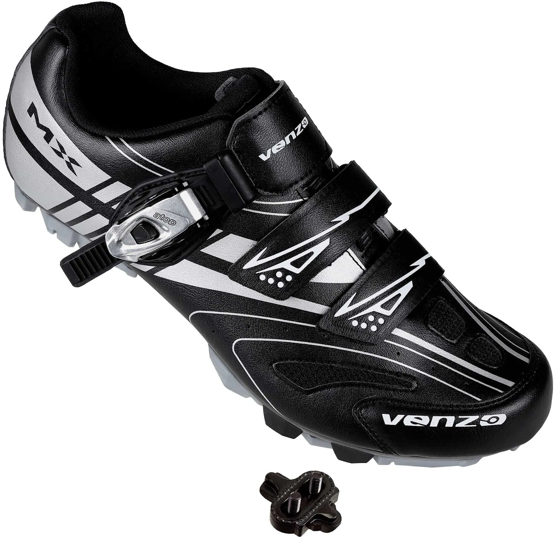 Venzo Mountain Men's Bike Bicycle Cycling Shoes - compatible with Shimano SPD Cleats - Good For Indoor Cycle, Off Road and MTB- With Quality Buckle Strap   SPD Single Release Cleats