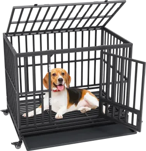 Vevor Dog Crate 47" Heavy Duty 3-Door with Lockable Wheels for Medium to Large Dogs New