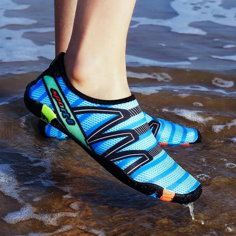 Water Shoes, Quick-Drying, Slip-On, Stretch Fabric, Rubber Sole, Superior Grip, Breathable, Perfect for Swimming, Surfing, Beach Walking, Yoga