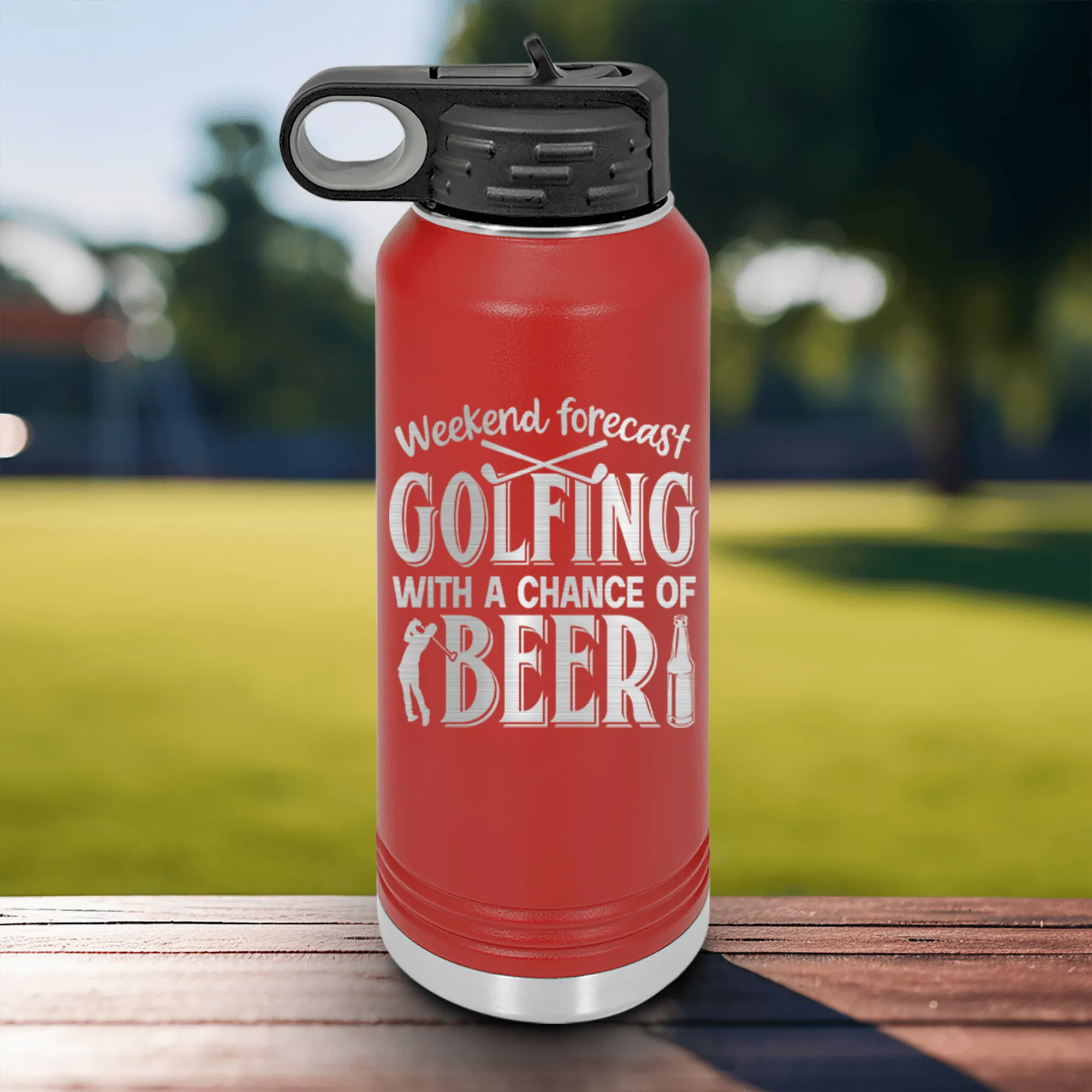 Weekend Forecast Golfing Water Bottle