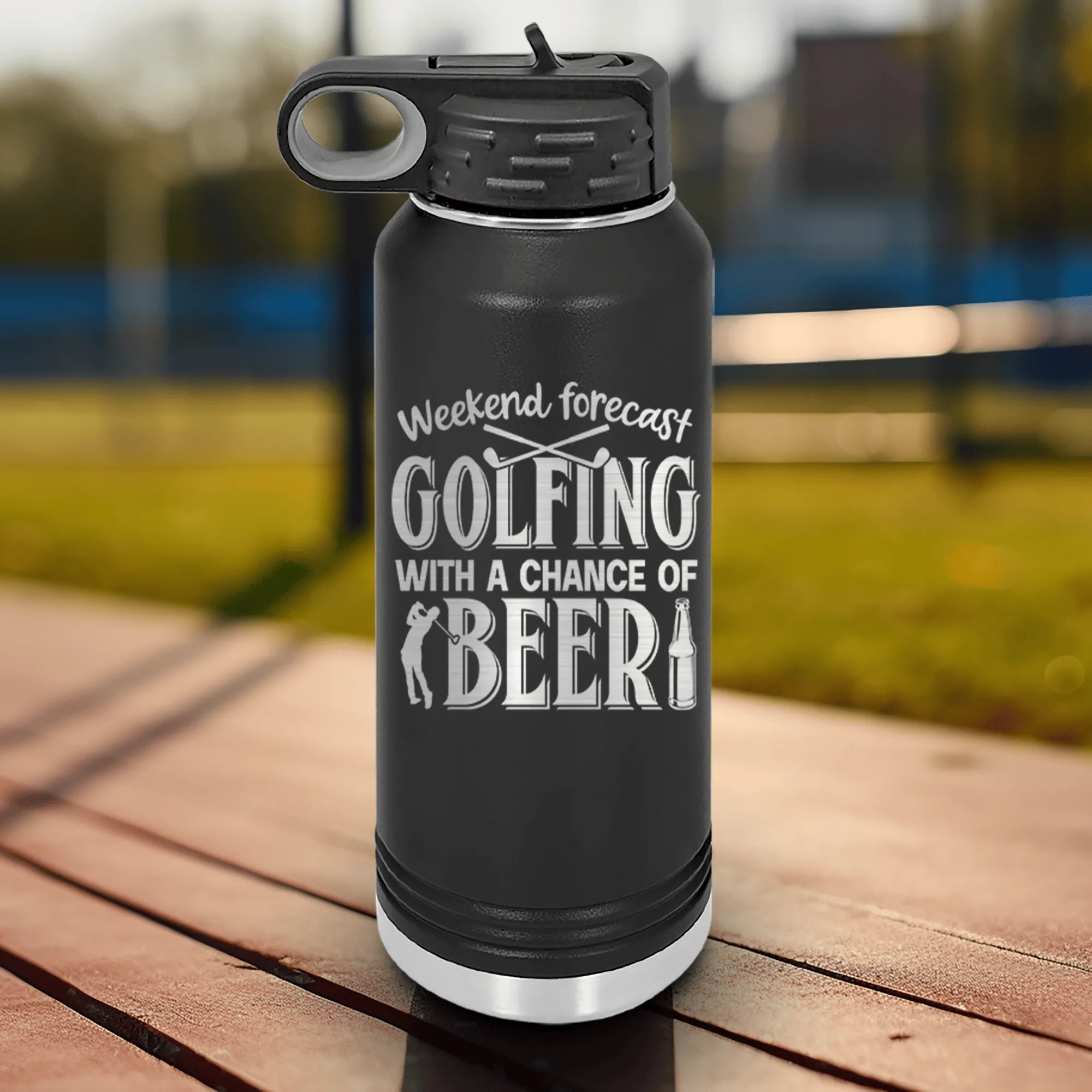 Weekend Forecast Golfing Water Bottle