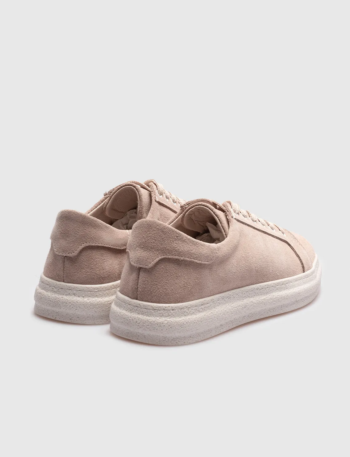 Women Beige Genuine Leather Low Top Sneakers