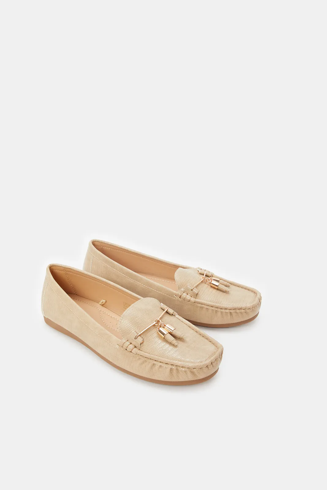 Women Beige Toggle Moccasin