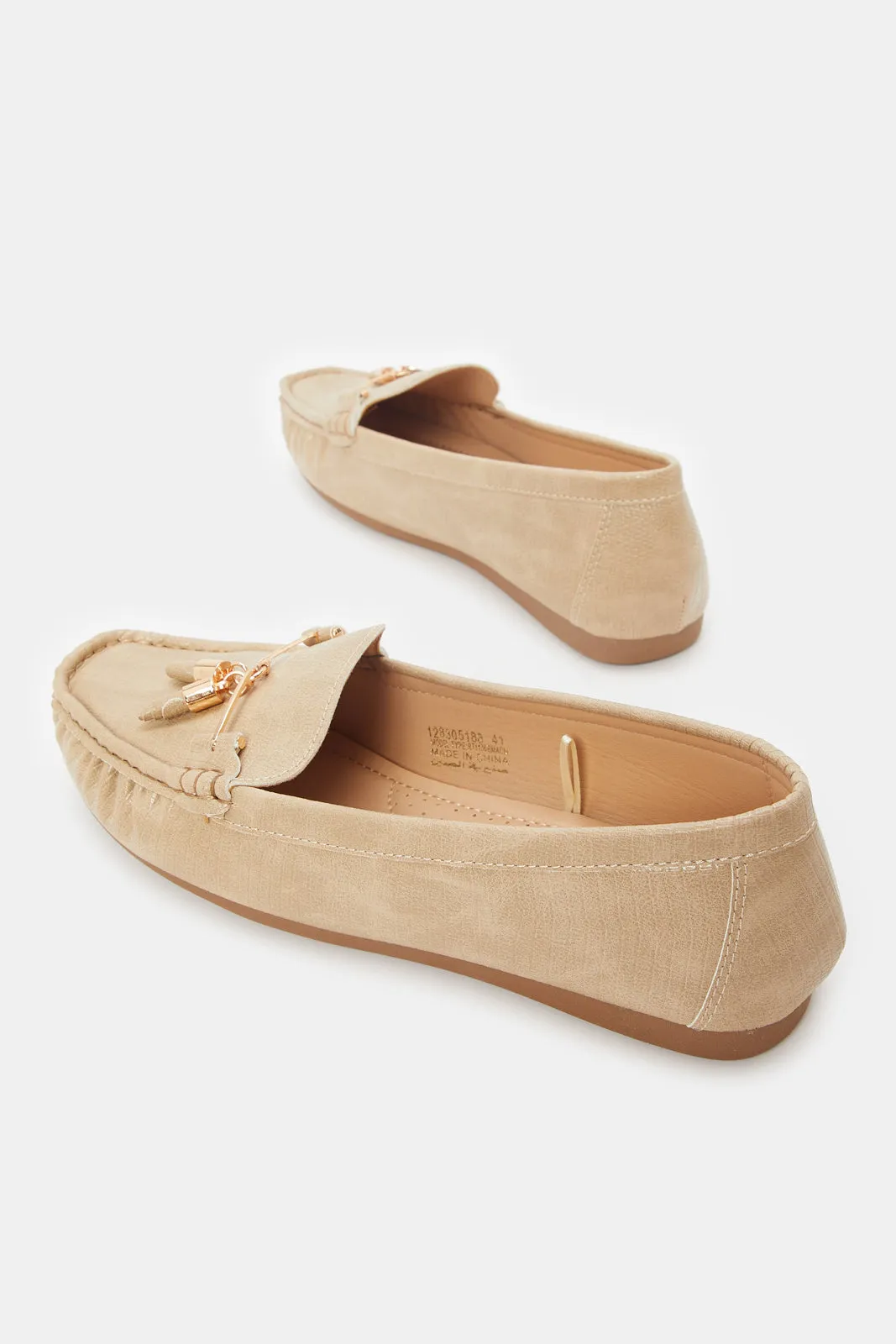 Women Beige Toggle Moccasin