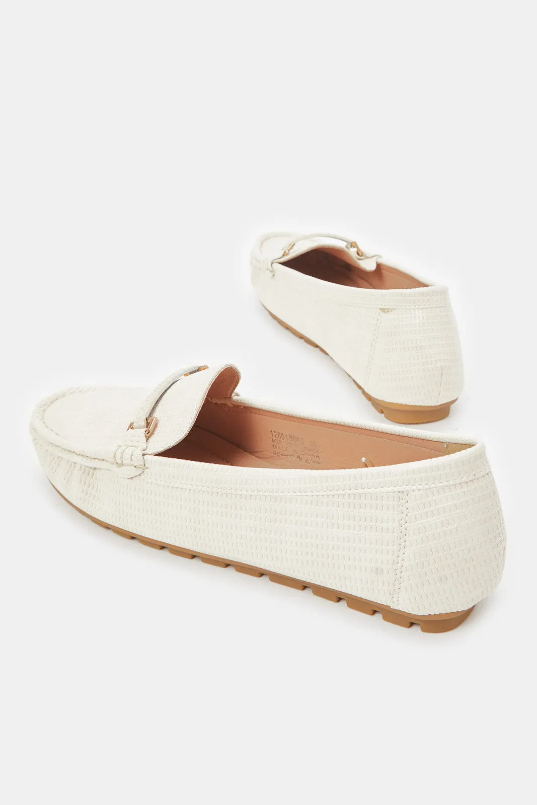 Women Ivory Embellished Moccasin