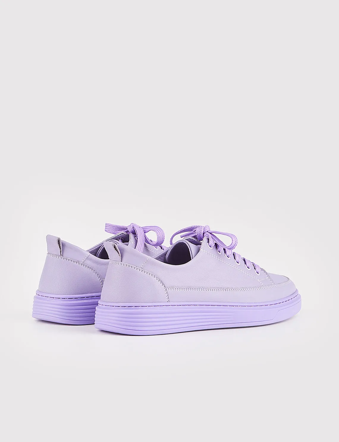 Women Purple Genuine Leather Low Top Lace Up Sneakers