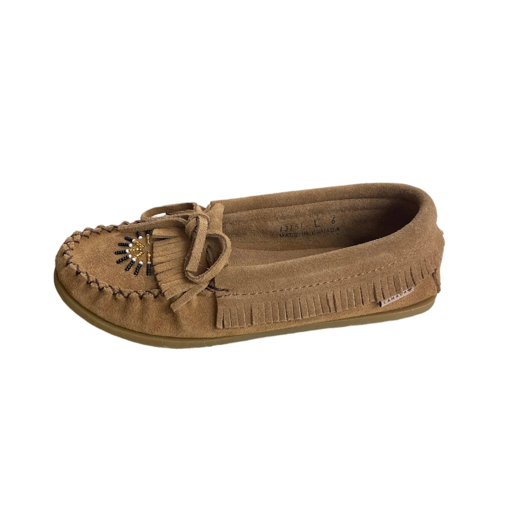 Women's Leather Fringed Moccasins Mocha Suede