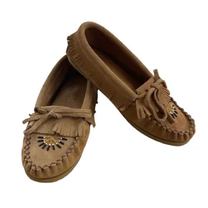 Women's Leather Fringed Moccasins Mocha Suede