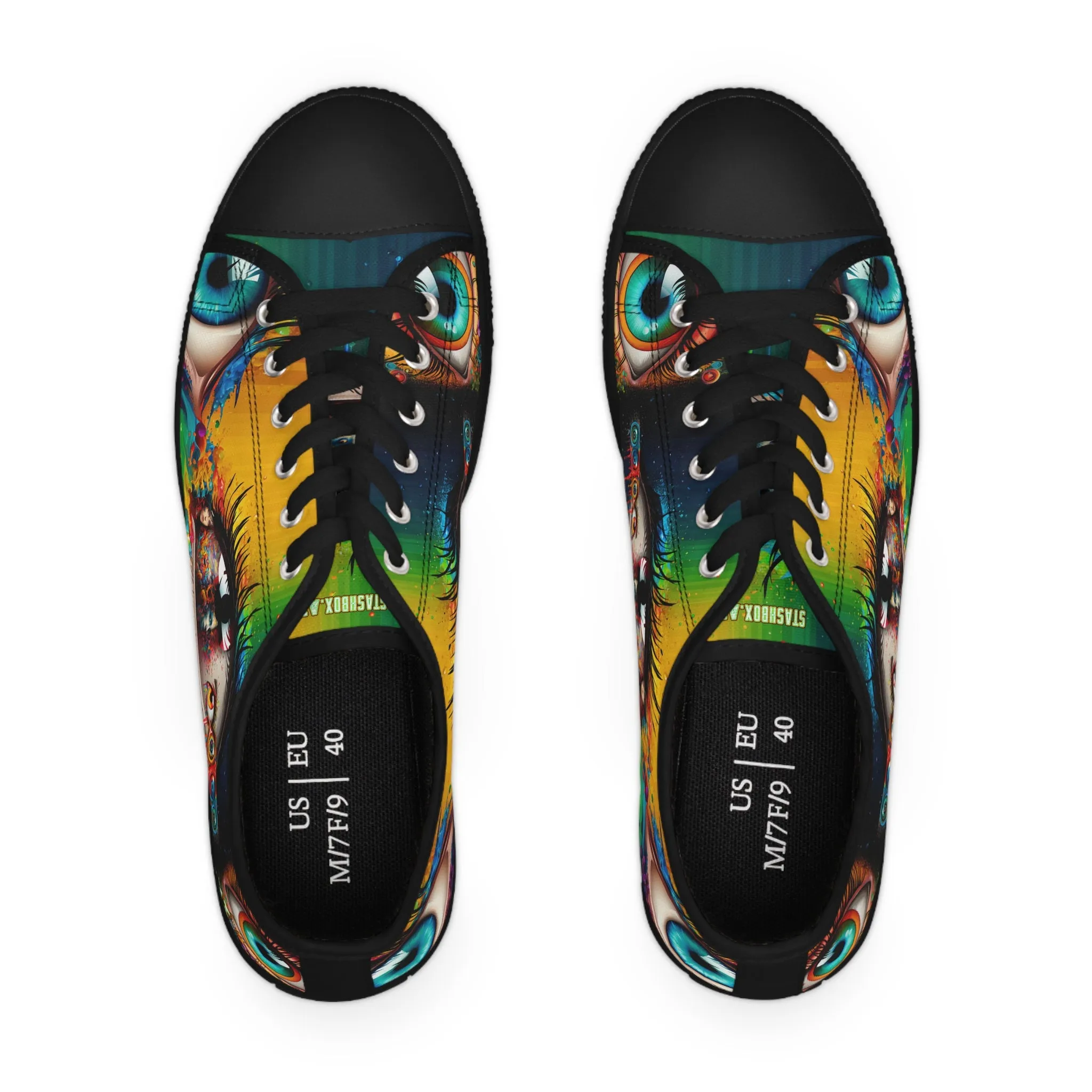 Women's Low Top Sneakers Psychedelic Vibrant Eyes 004