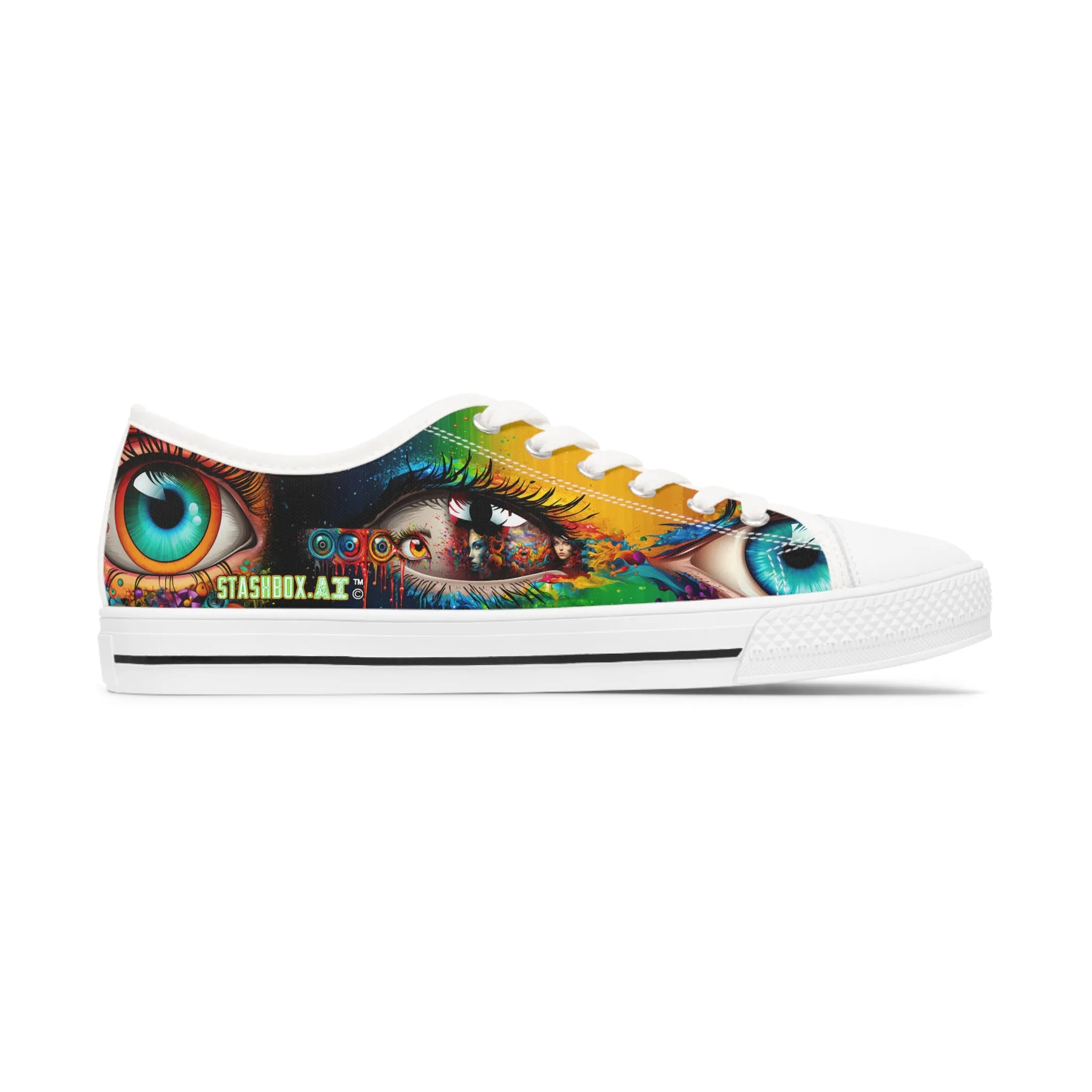 Women's Low Top Sneakers Psychedelic Vibrant Eyes 004