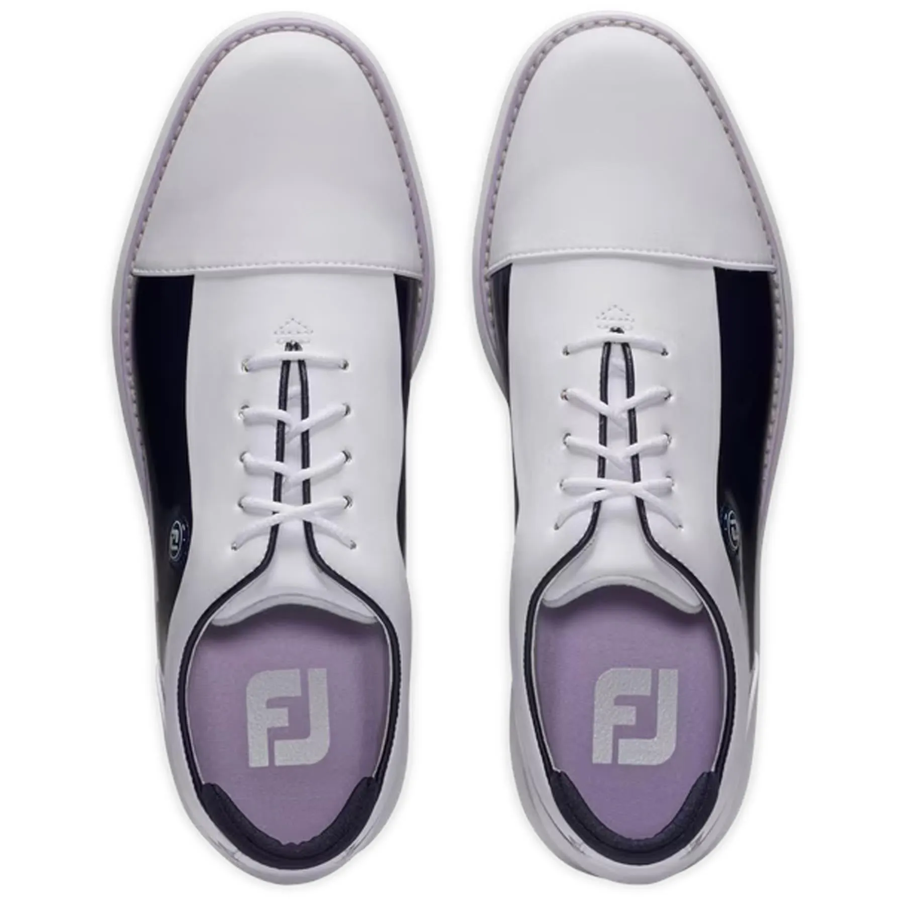 Womens Traditions Cap Toe Golf Shoes White/Navy/Purple - AW24