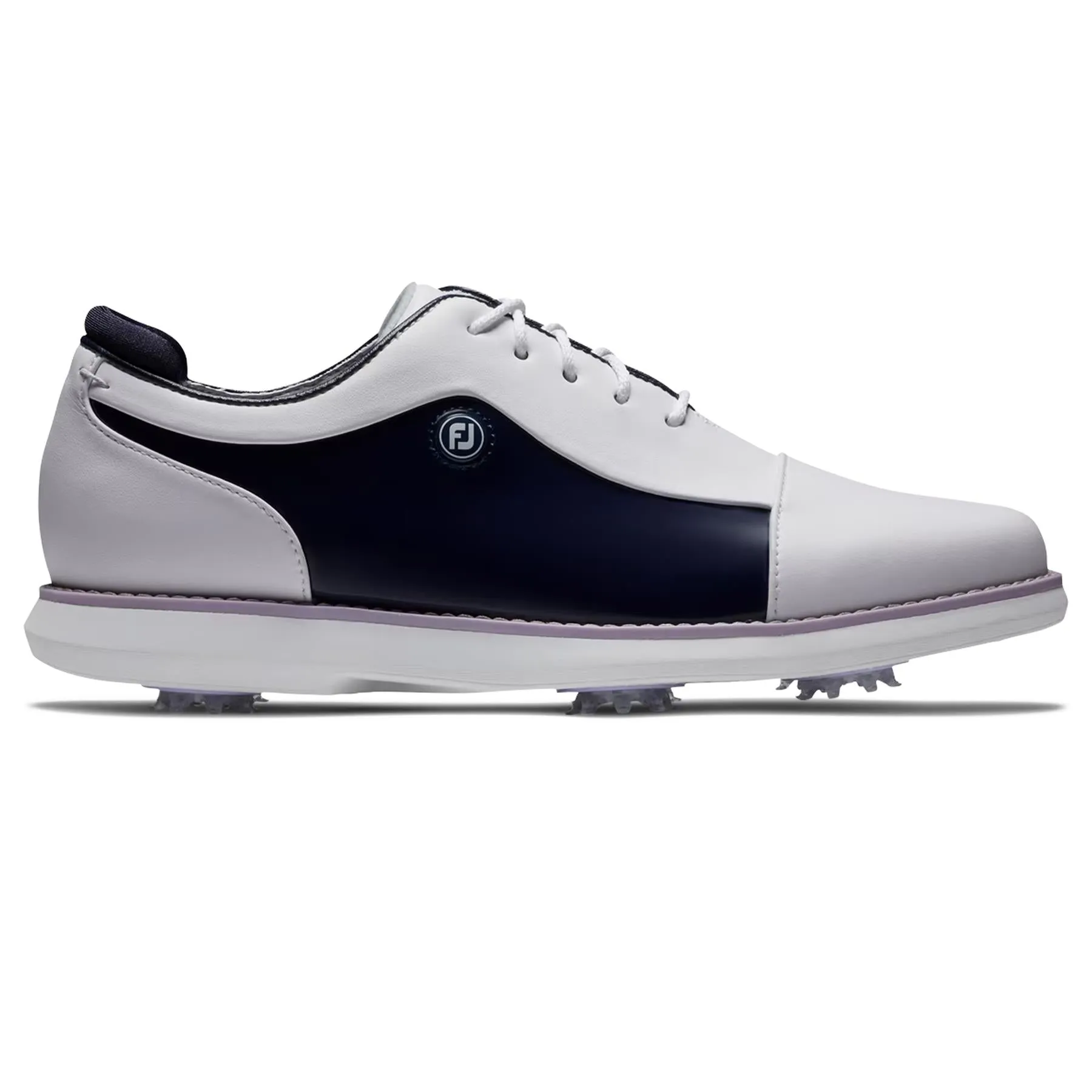 Womens Traditions Cap Toe Golf Shoes White/Navy/Purple - AW24