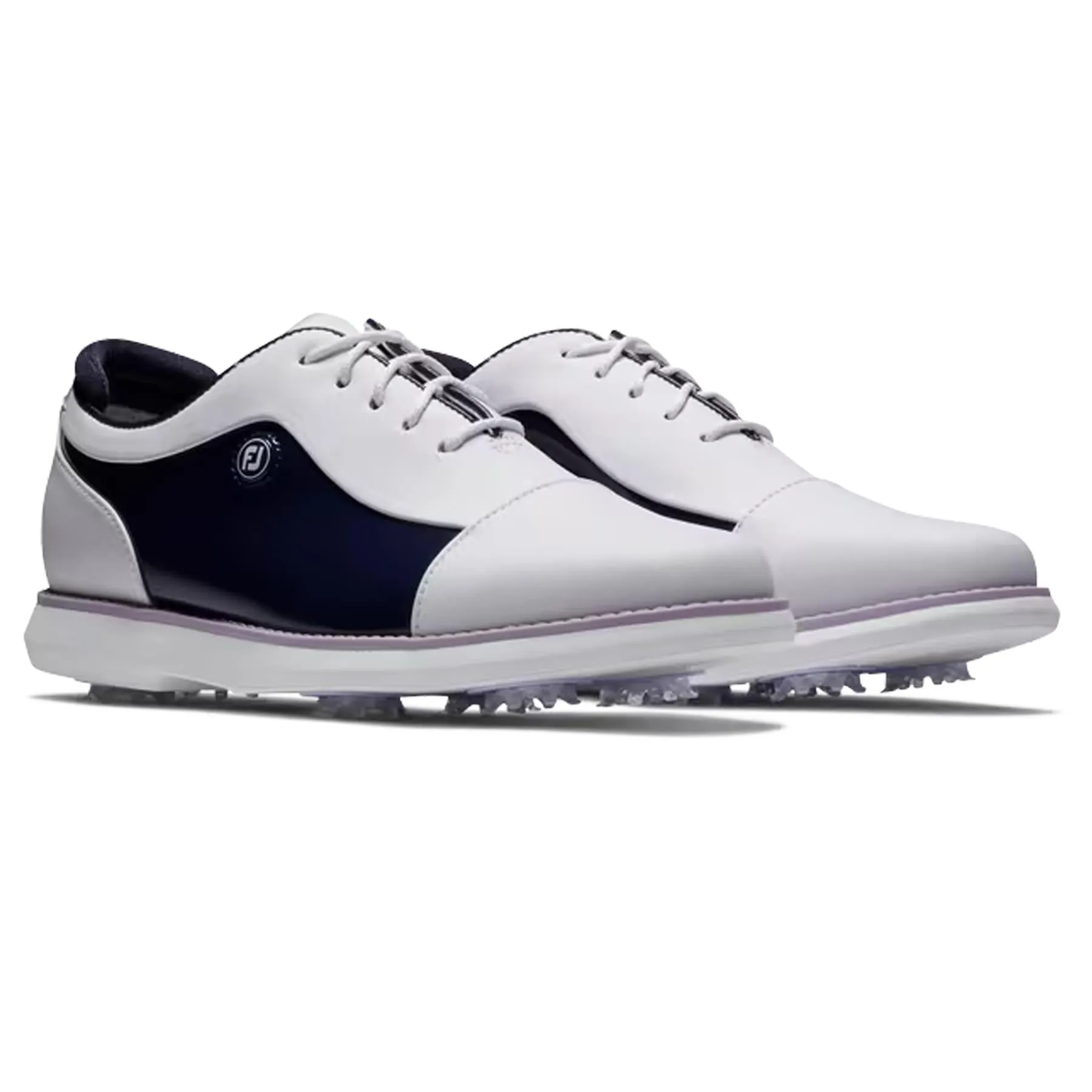 Womens Traditions Cap Toe Golf Shoes White/Navy/Purple - AW24