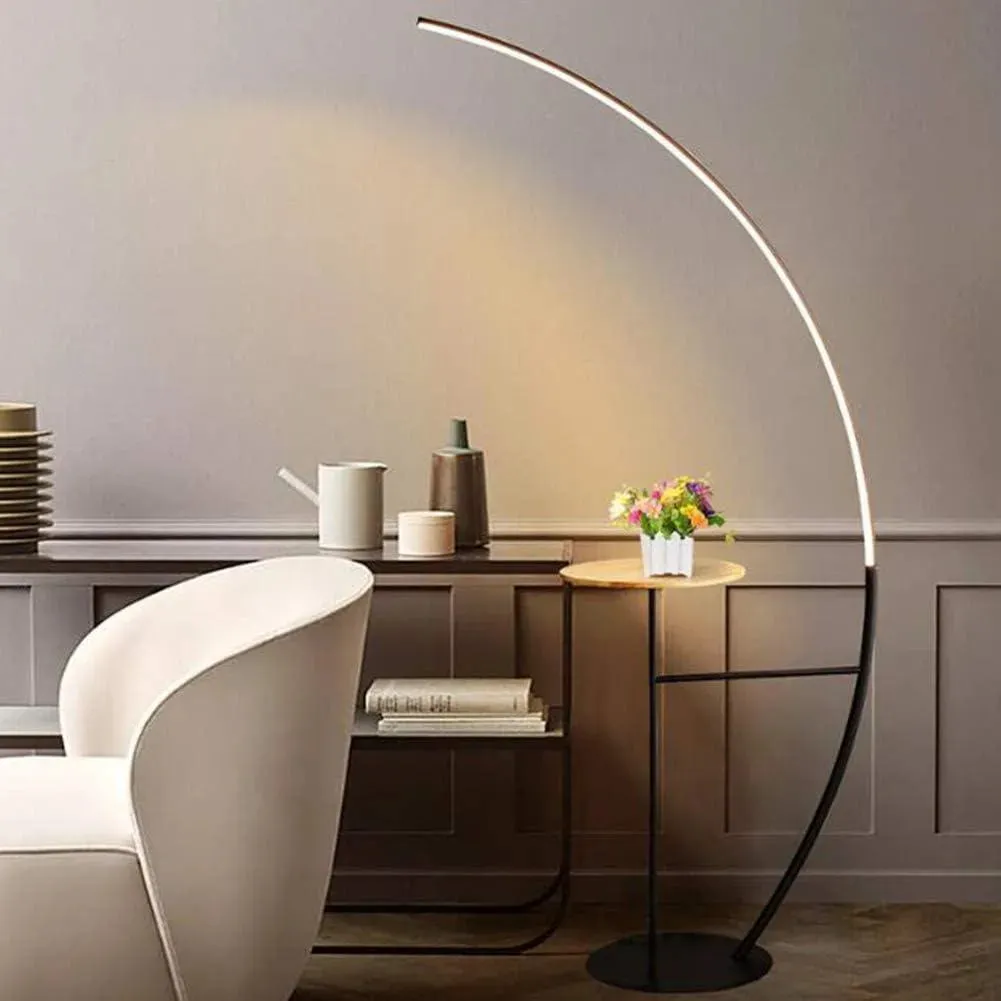 Wooden Twist Modish Decorative Mope-Shape LED Floor Lamp Attached Round Table with Marble Top Energy Efficient