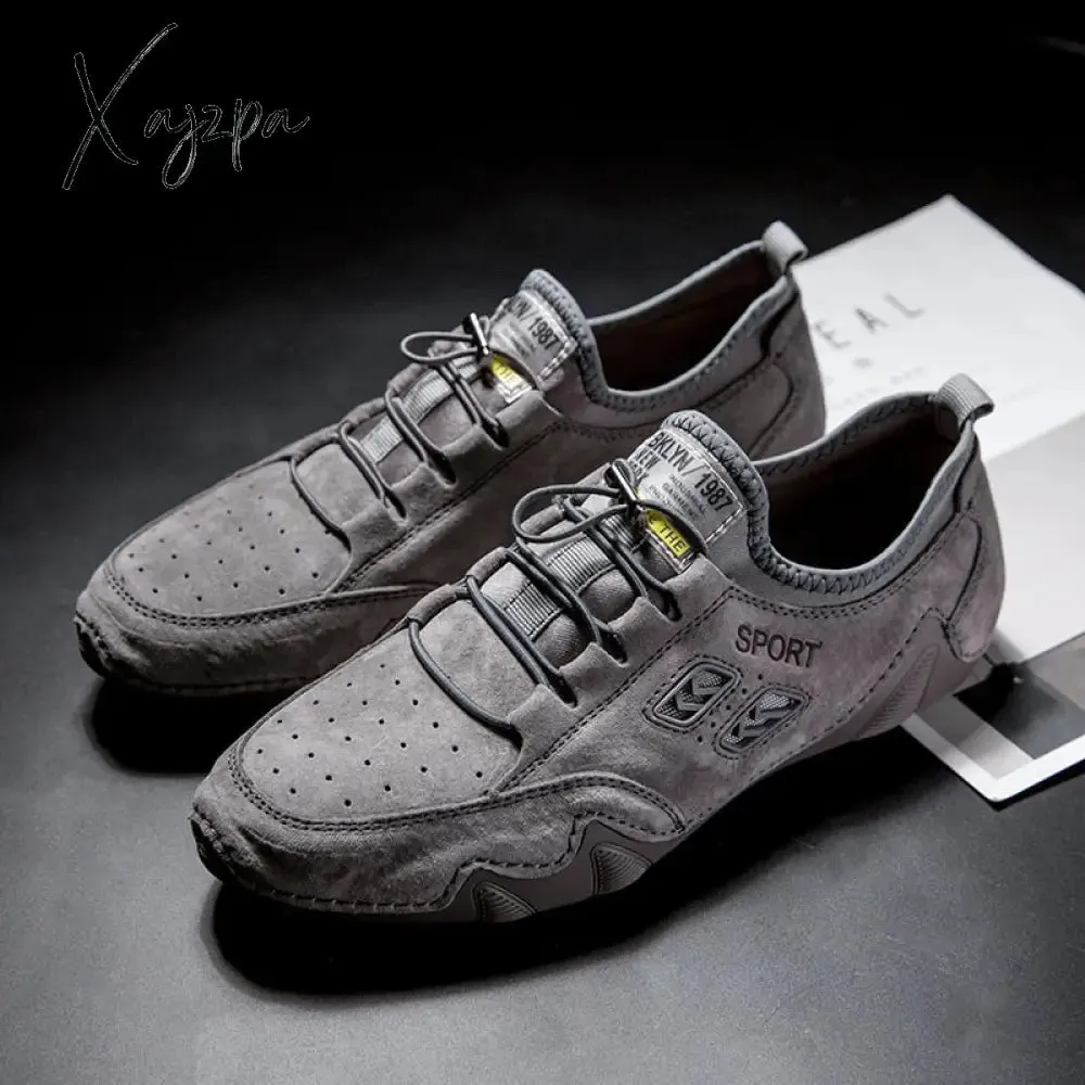 Xajzpa - Handmade Leather Shoes Men Casual Sneakers Driving Shoe Leather Loafers Men Shoes Hot Sale Moccasins Tooling Shoe Footwear