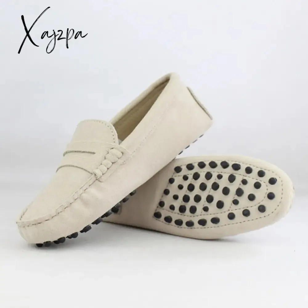 Xajzpa - Shoes Women 100% Genuine Leather Women Flat Shoes Casual Loafers Slip On Women's Flats Shoes Moccasins Lady Driving Shoes