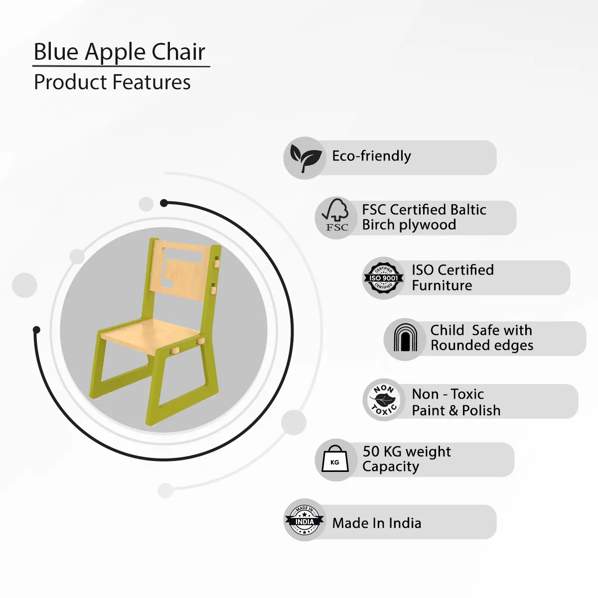 X&Y Blue Apple Chair - Green