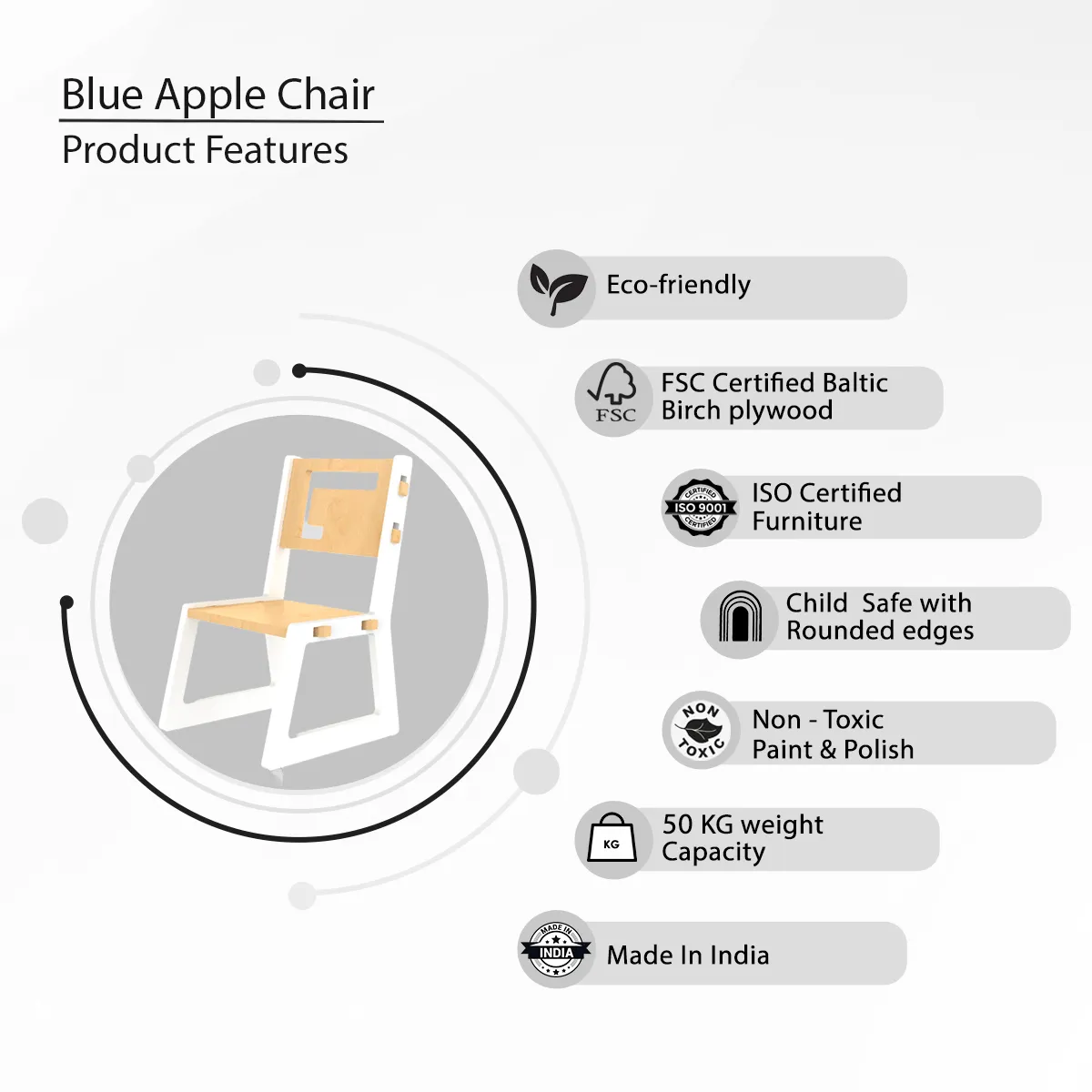 X&Y Blue Apple Chair - White