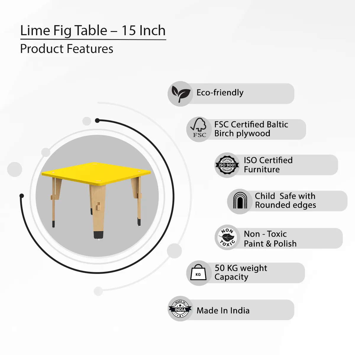 X&Y Lime Fig Table - 15" | Yellow